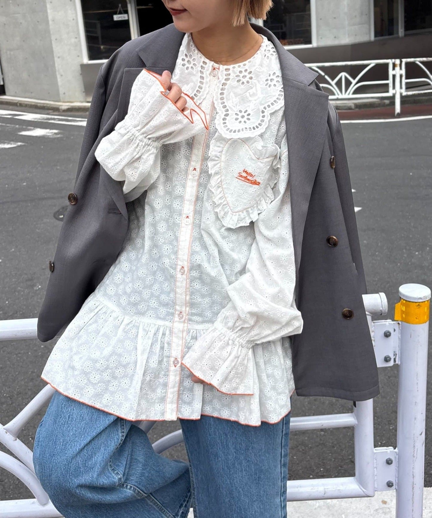 HELLO.SANFRANCISCO Frill lace tunic blouse - Image 1