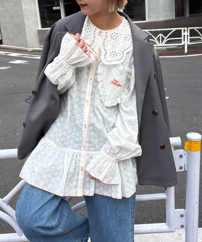 HELLO.SANFRANCISCO Frill lace tunic blouse - Image 1