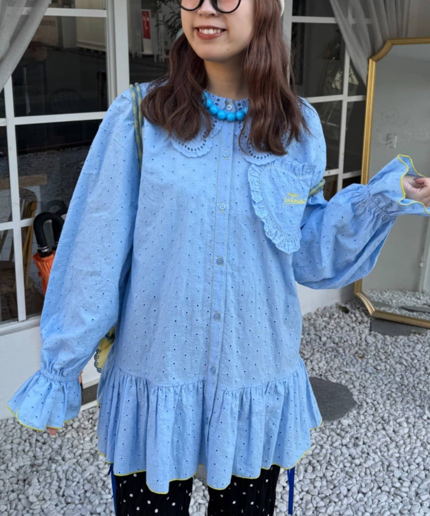 HELLO.SANFRANCISCO Frill lace tunic blouse - Image 18