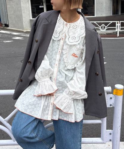 HELLO.SANFRANCISCO Frill lace tunic blouse - Image 4