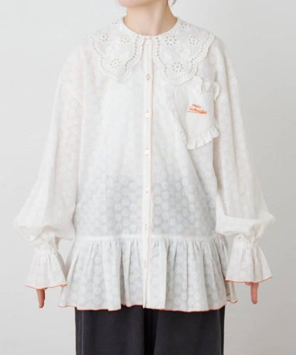 HELLO.SANFRANCISCO Frill lace tunic blouse - Image 28