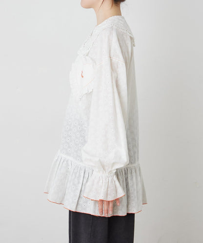 HELLO.SANFRANCISCO Frill lace tunic blouse - Image 29