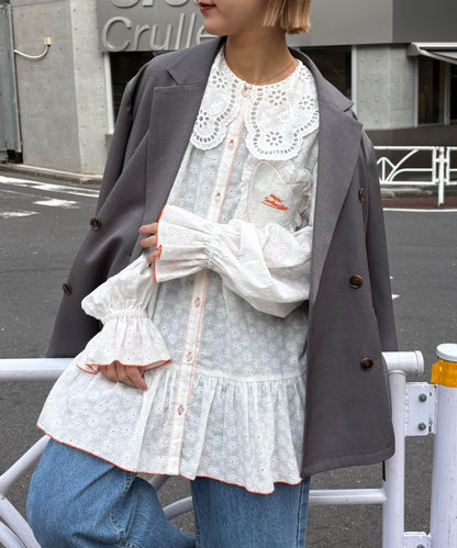 HELLO.SANFRANCISCO Frill lace tunic blouse - Image 5