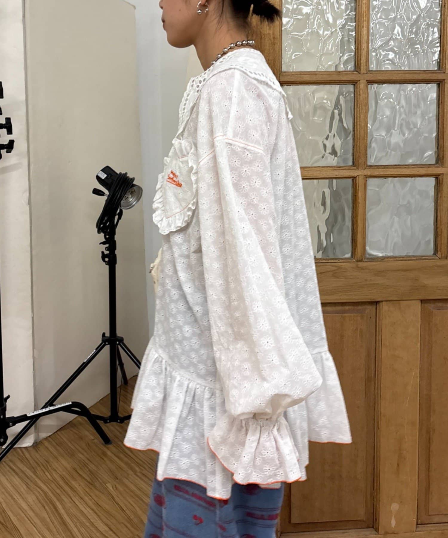 HELLO.SANFRANCISCO Frill lace tunic blouse - Image 8