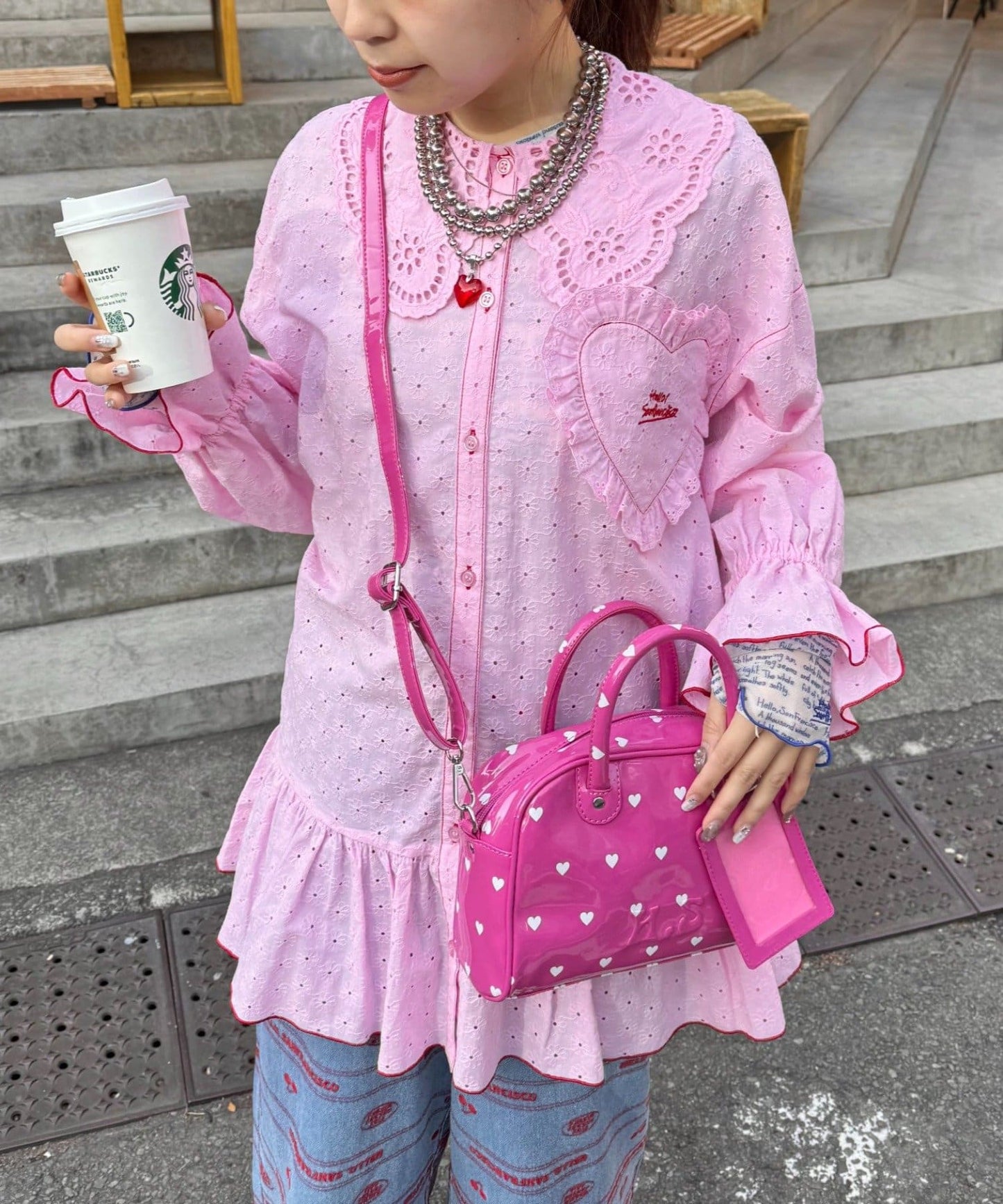 HELLO.SANFRANCISCO Frill lace tunic blouse - Image 10