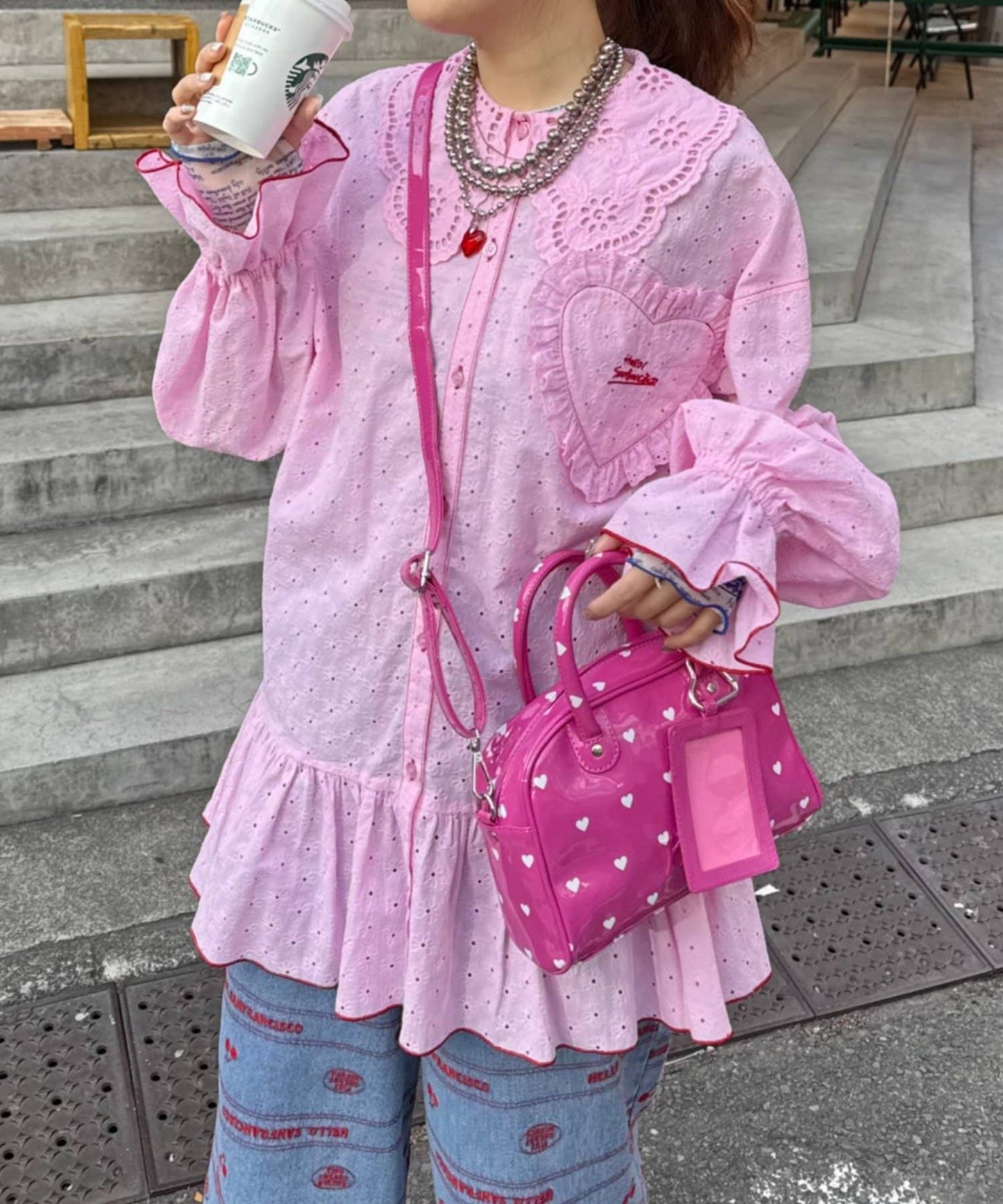 HELLO.SANFRANCISCO Frill lace tunic blouse - Image 11