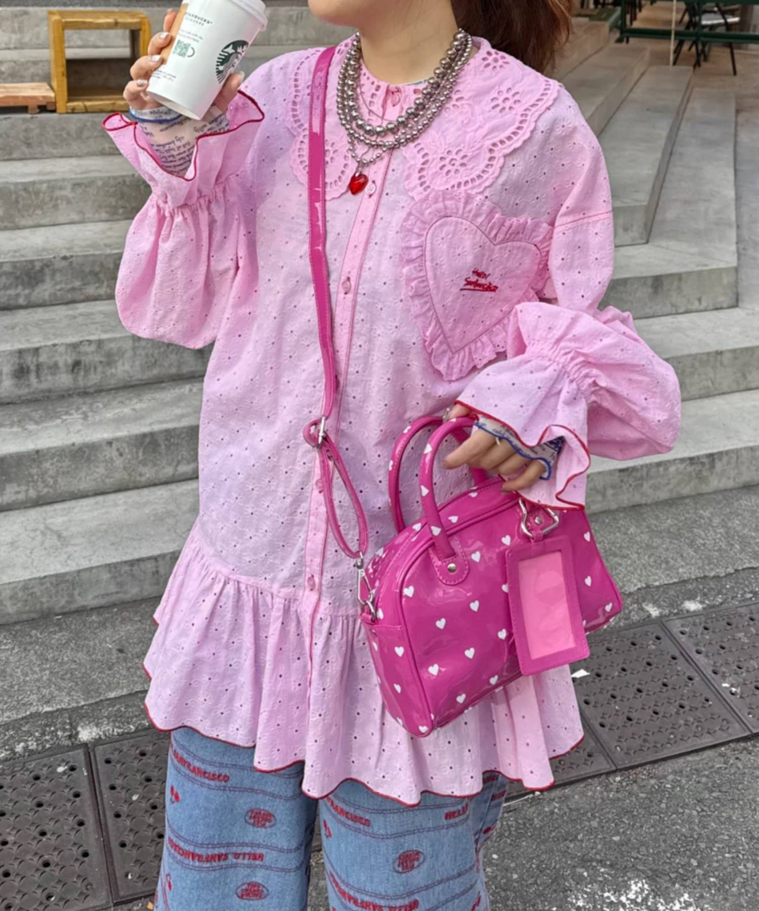 HELLO.SANFRANCISCO Frill lace tunic blouse - Image 11