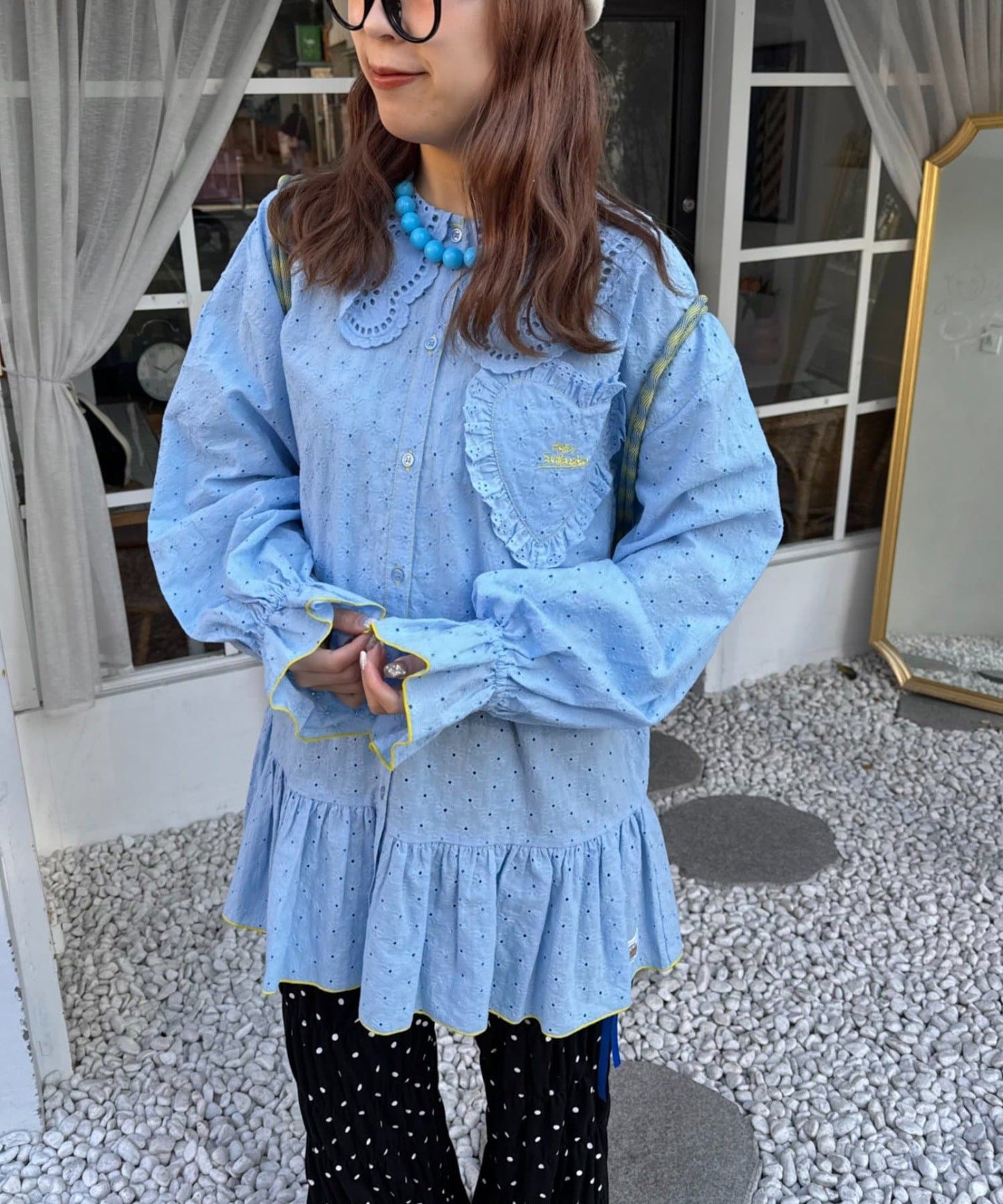 HELLO.SANFRANCISCO Frill lace tunic blouse - Image 2