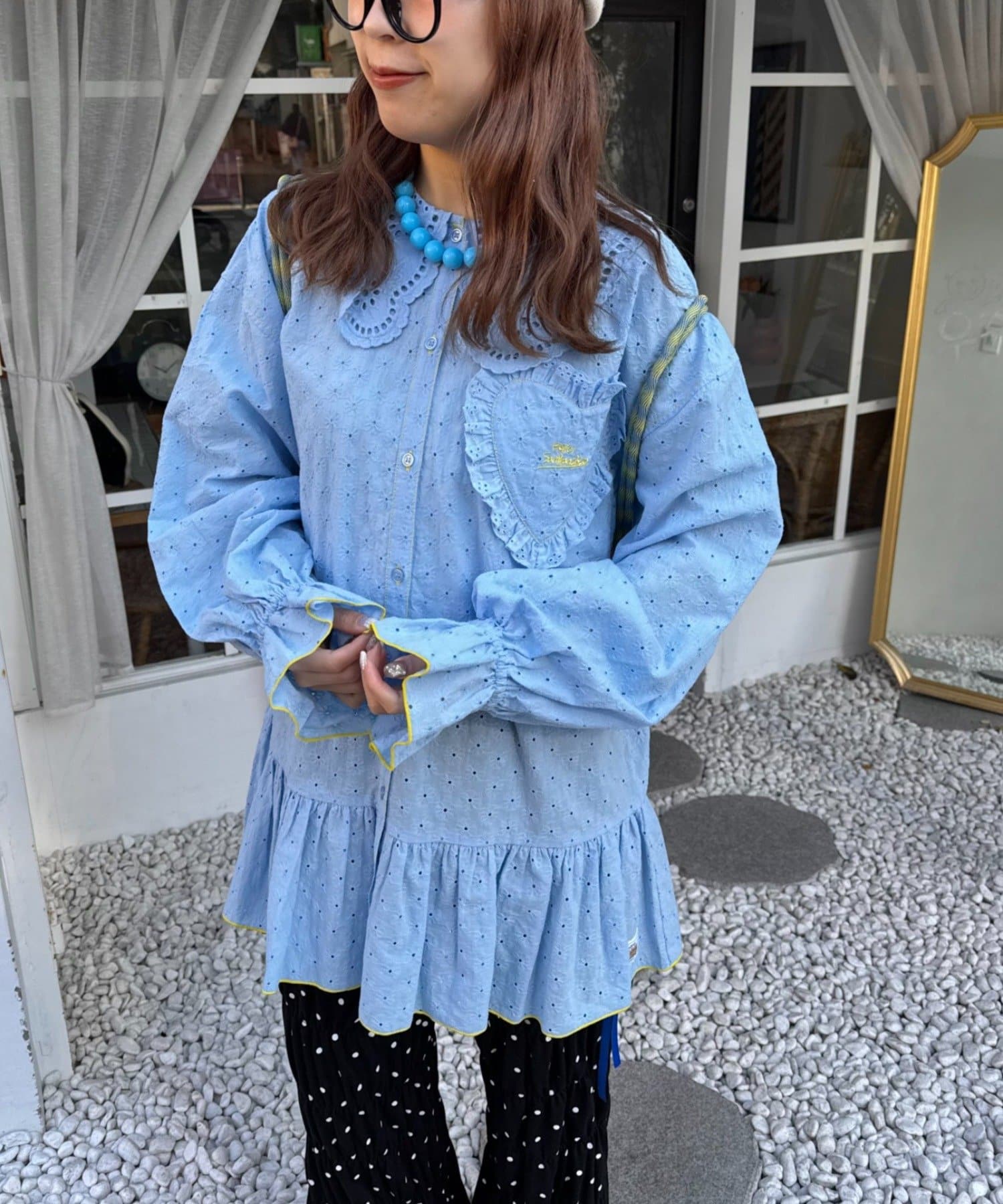 HELLO.SANFRANCISCO Frill lace tunic blouse - Image 2