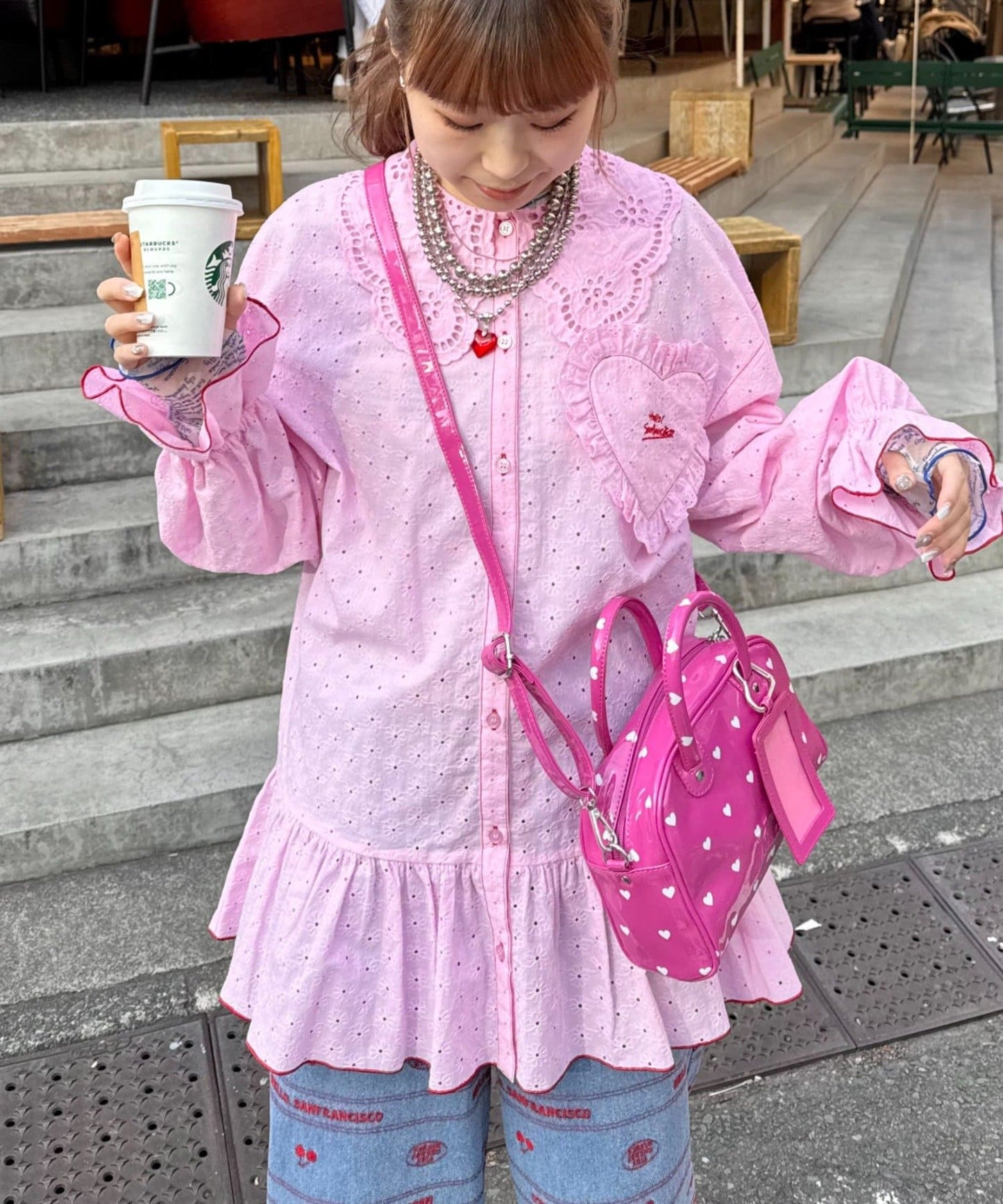 HELLO.SANFRANCISCO Frill lace tunic blouse - Image 3