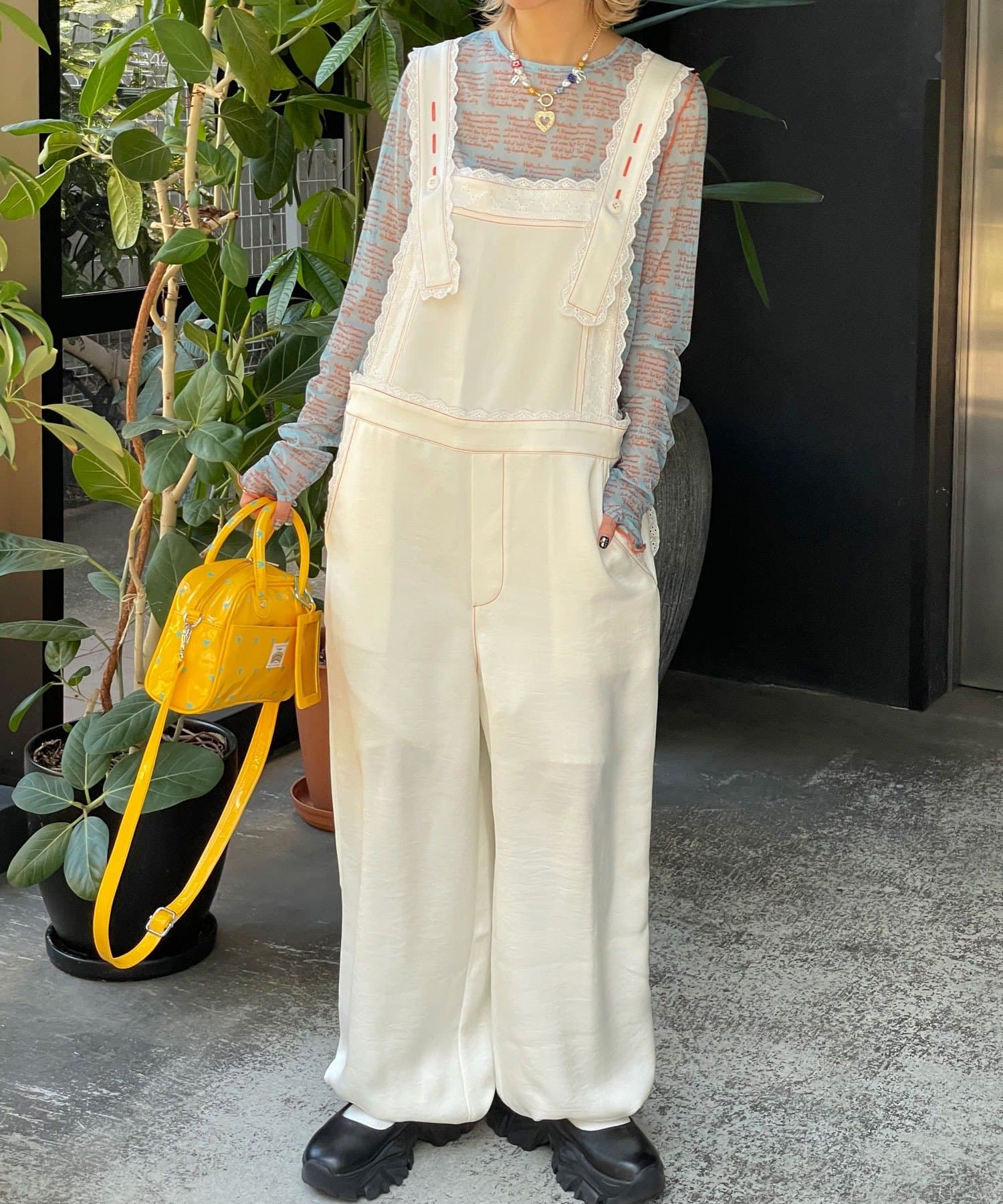 HELLO.SANFRANCISCO Lace緞面連身褲 - Image 8