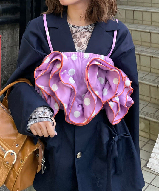 波點荷葉邊bustier - Image 1