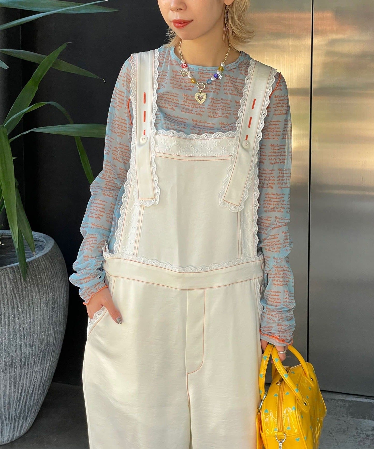 HELLO.SANFRANCISCO 印花Sheer top - Image 4