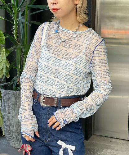 HELLO.SANFRANCISCO 印花Sheer top - Image 10