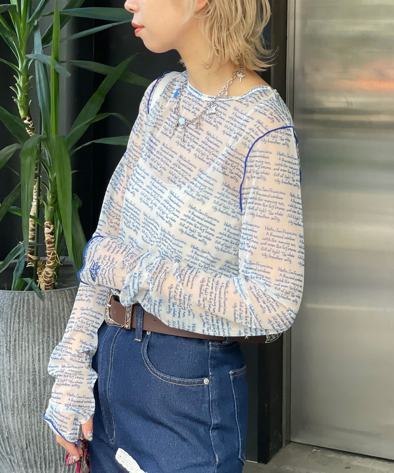 HELLO.SANFRANCISCO 印花Sheer top - Image 11