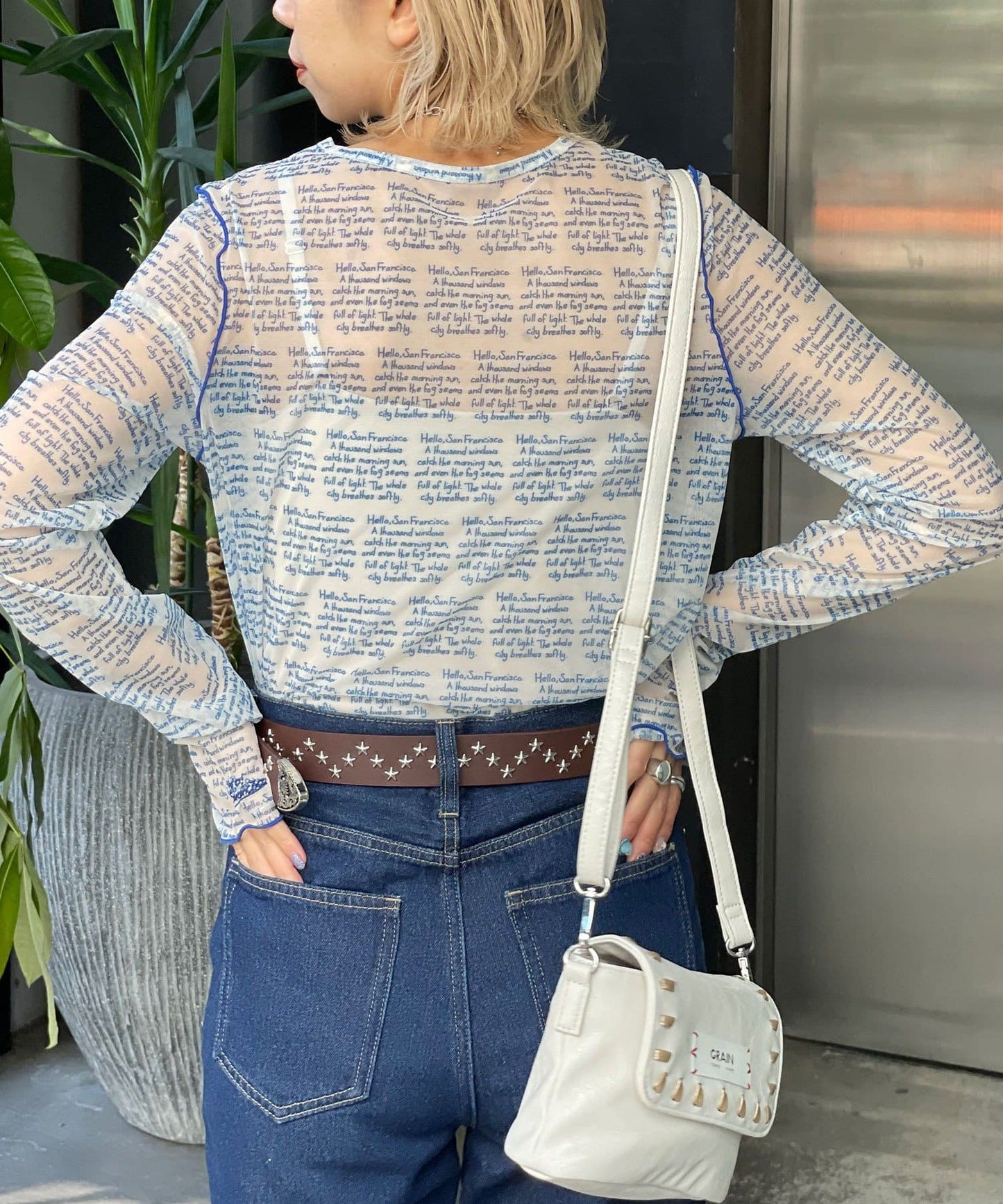 HELLO.SANFRANCISCO 印花Sheer top - Image 13