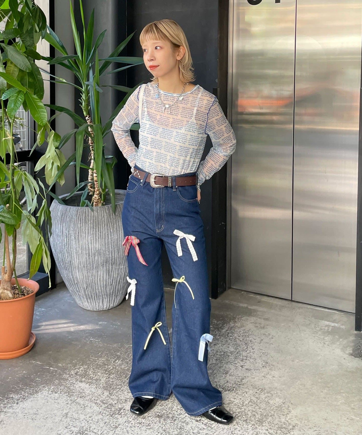 HELLO.SANFRANCISCO 印花Sheer top - Image 14