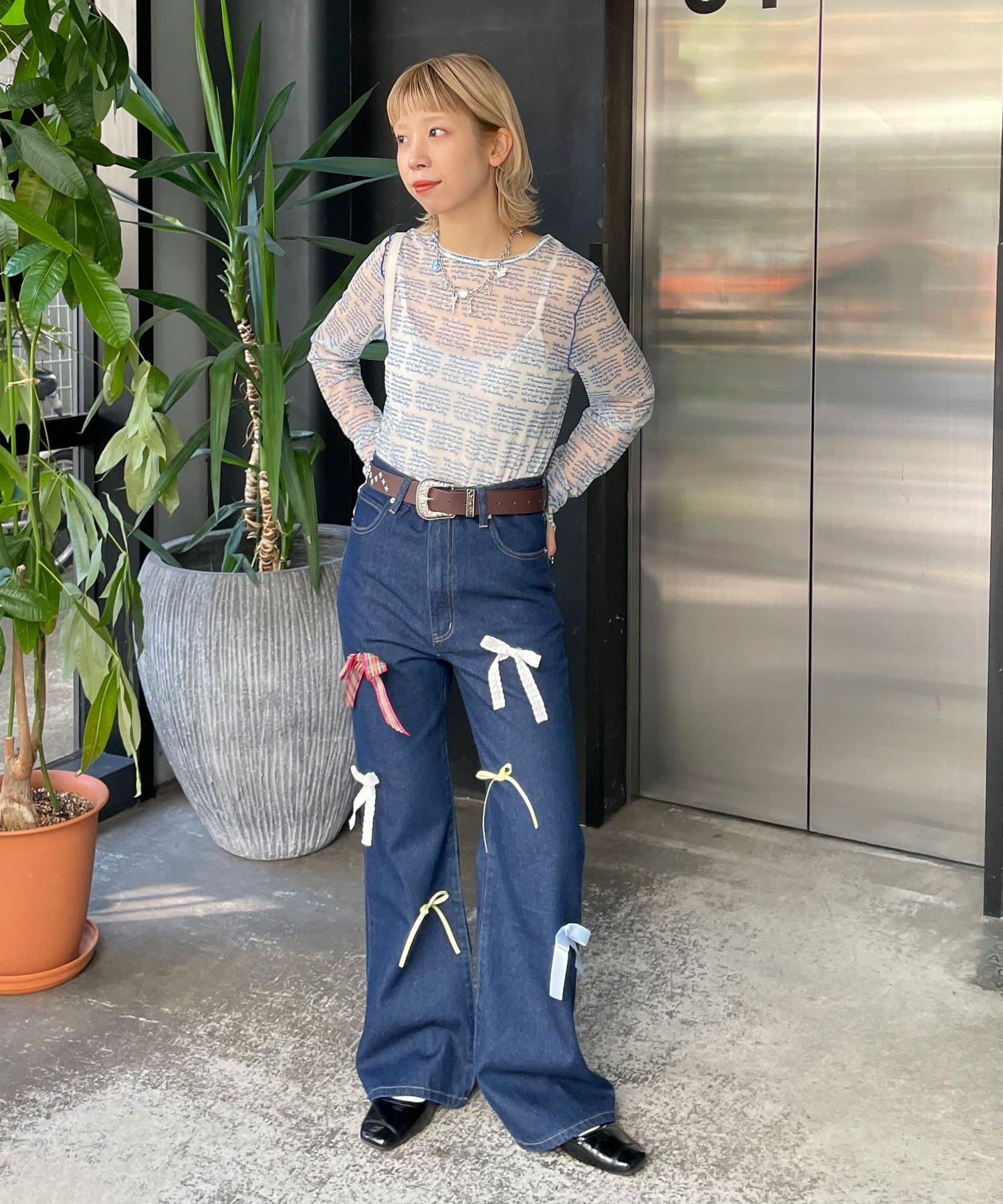 HELLO.SANFRANCISCO 印花Sheer top - Image 14