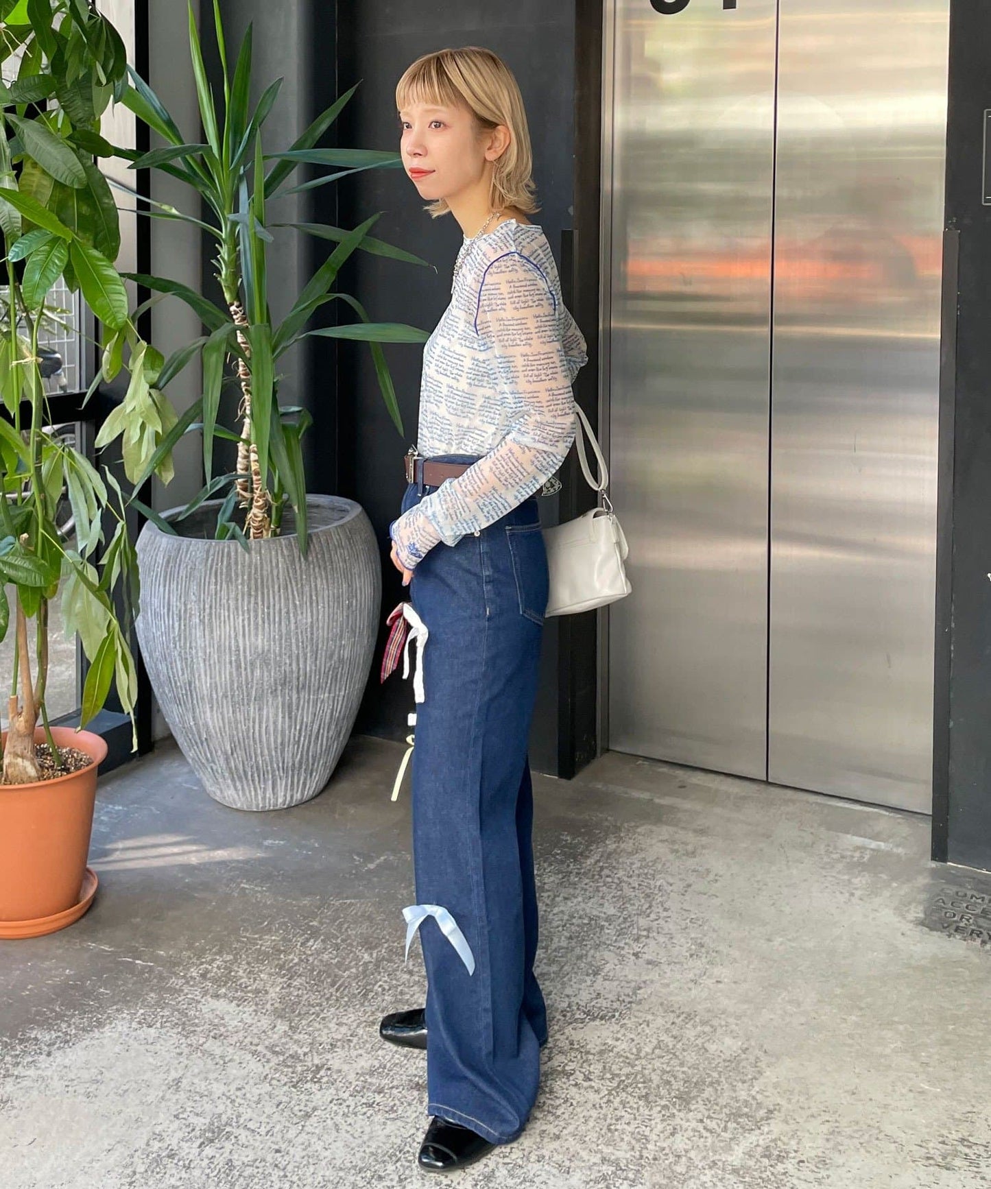 HELLO.SANFRANCISCO 印花Sheer top - Image 15