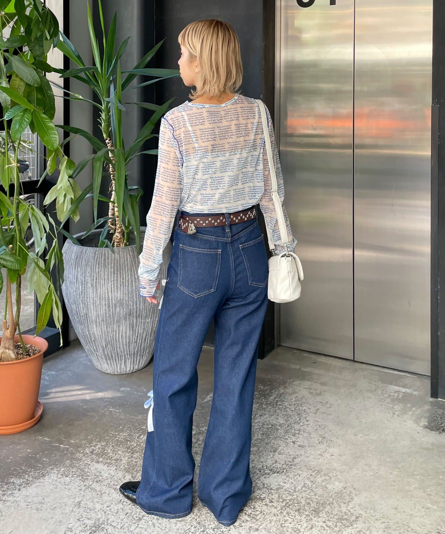 HELLO.SANFRANCISCO 印花Sheer top - Image 16