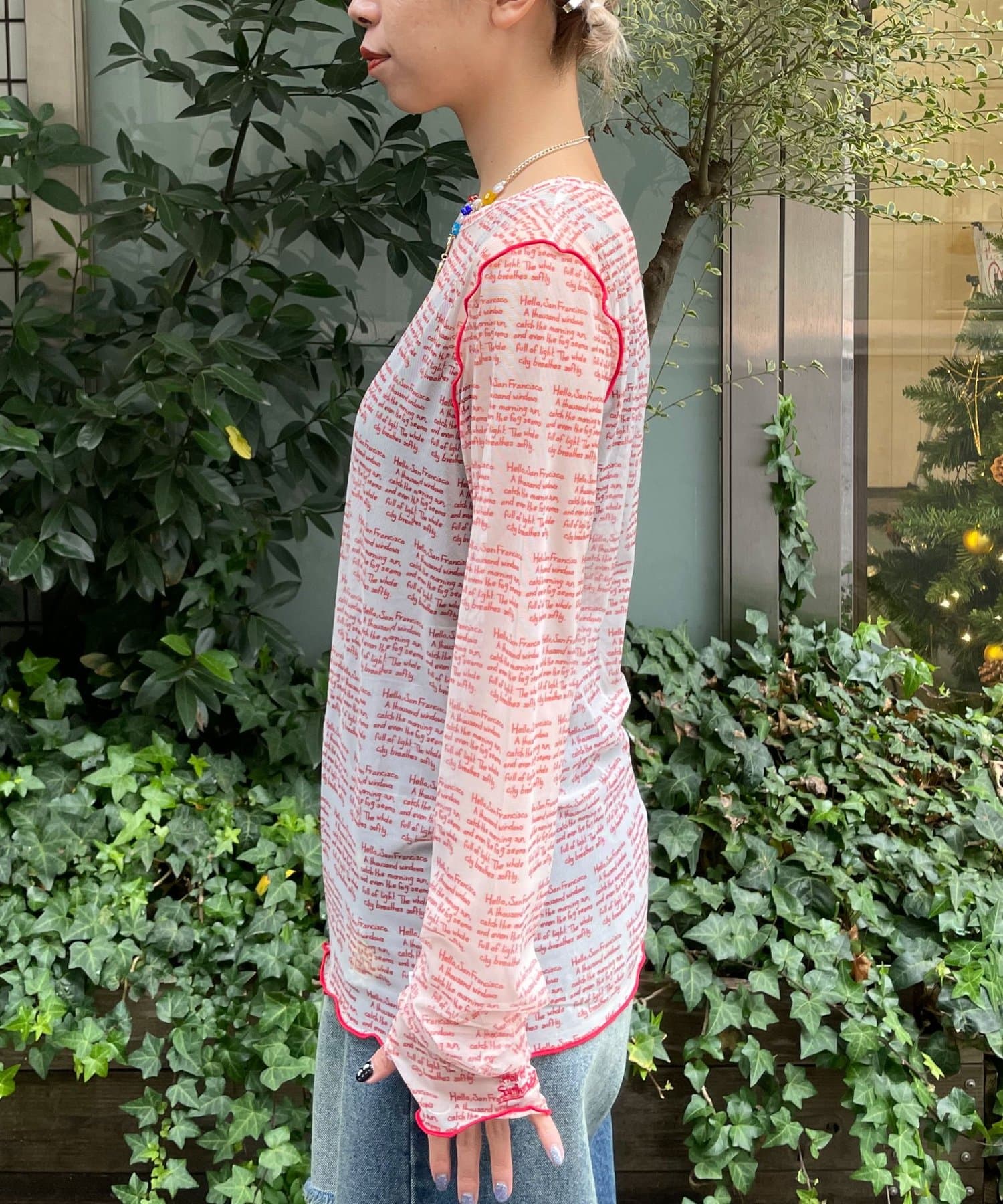 HELLO.SANFRANCISCO 印花Sheer top - Image 25