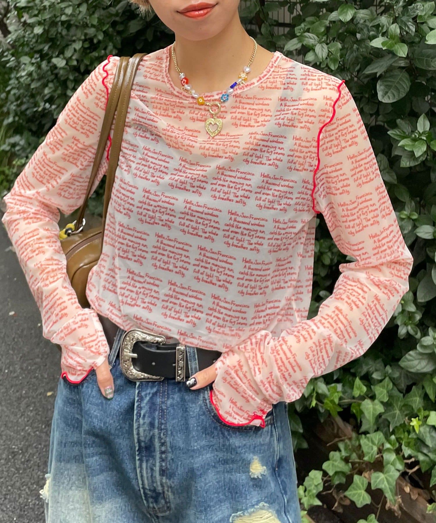 HELLO.SANFRANCISCO 印花Sheer top - Image 17