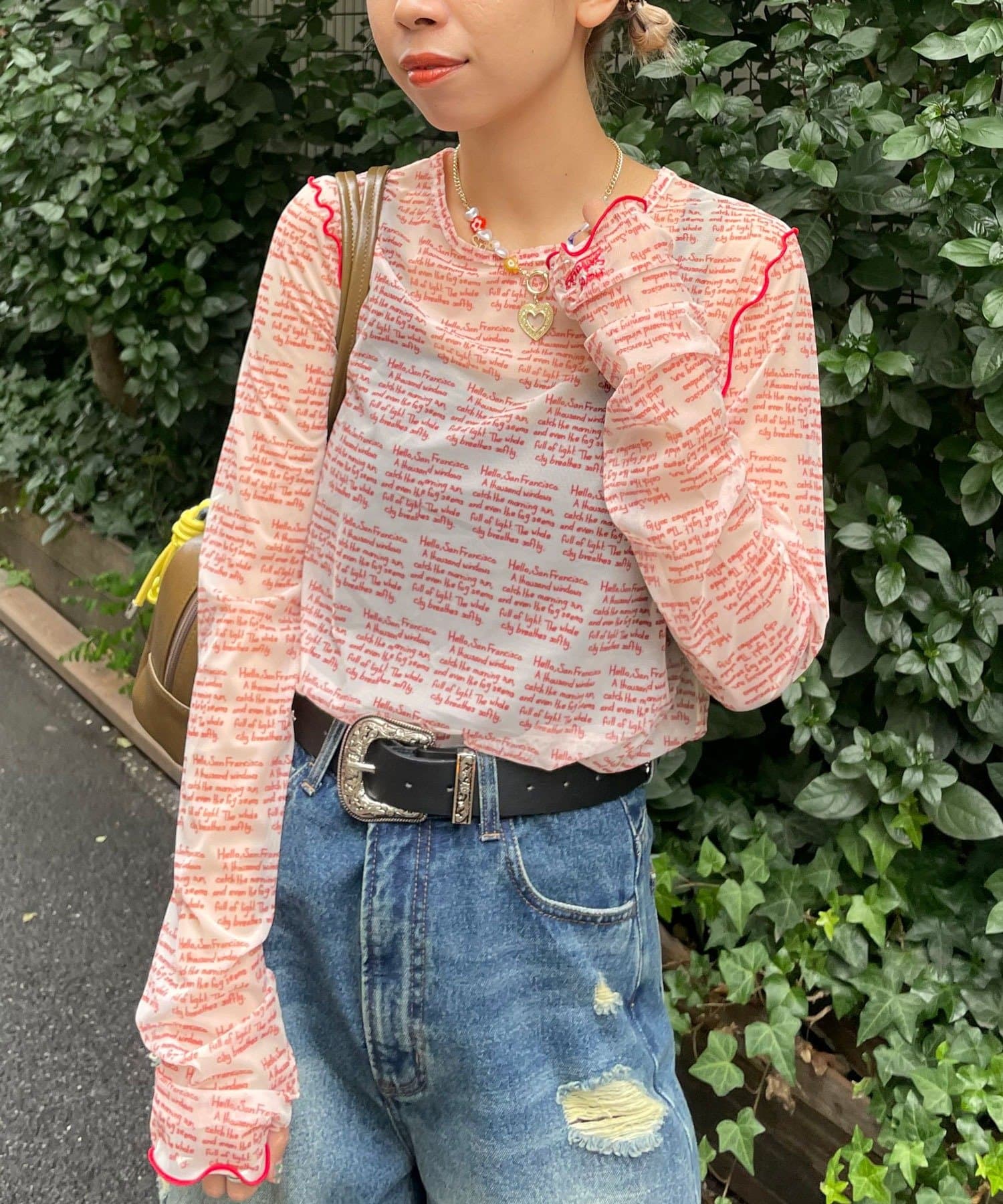 HELLO.SANFRANCISCO 印花Sheer top - Image 18