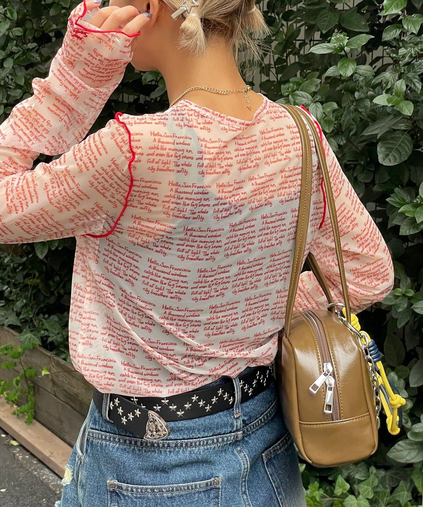 HELLO.SANFRANCISCO 印花Sheer top - Image 19