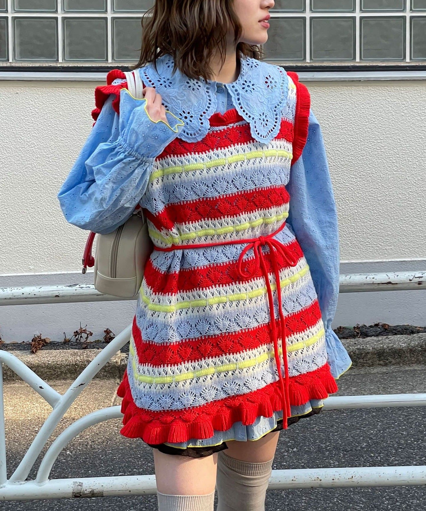 HELLO.SANFRANCISCO 鏤空條紋針織Vest - Image 1