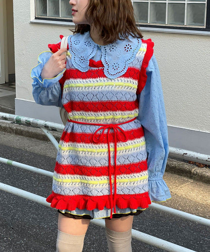 HELLO.SANFRANCISCO 鏤空條紋針織Vest - Image 11