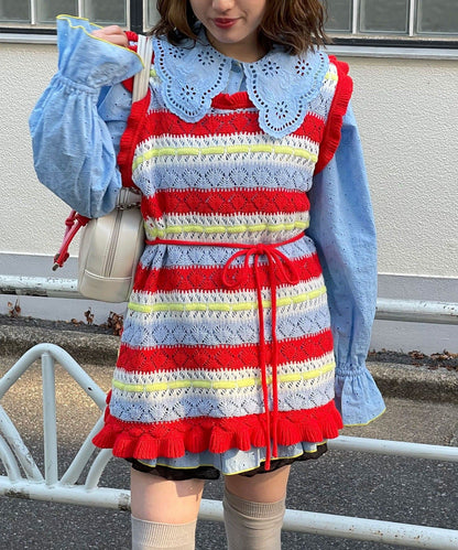 HELLO.SANFRANCISCO 鏤空條紋針織Vest - Image 12