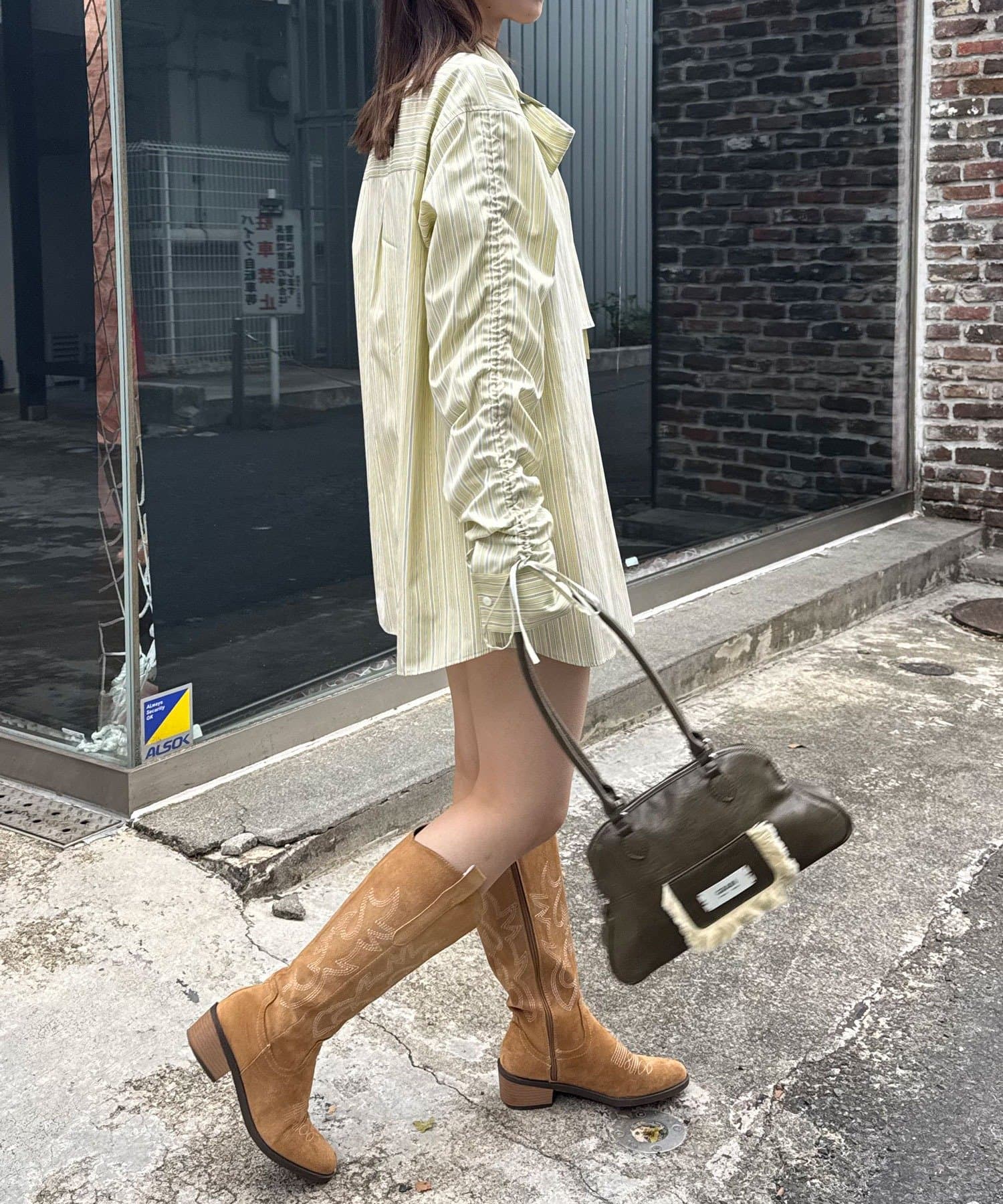 CIAOPANIC 褶皺袖條紋襯衫配TIE - Image 9