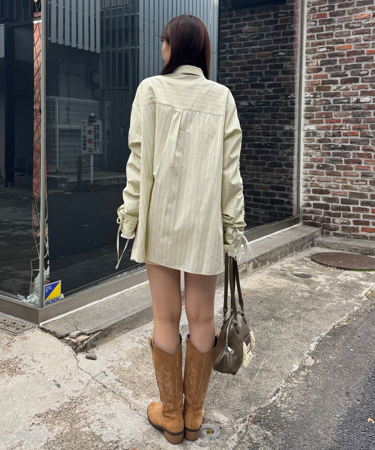 CIAOPANIC 褶皺袖條紋襯衫配TIE - Image 10