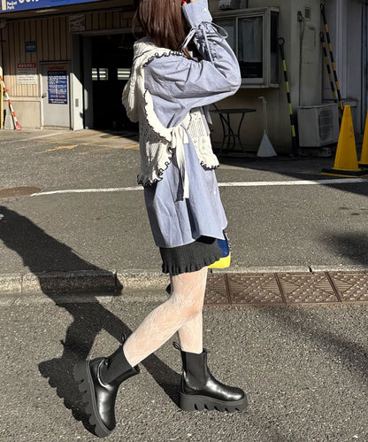 CIAOPANIC 褶皺袖條紋襯衫配TIE - Image 19