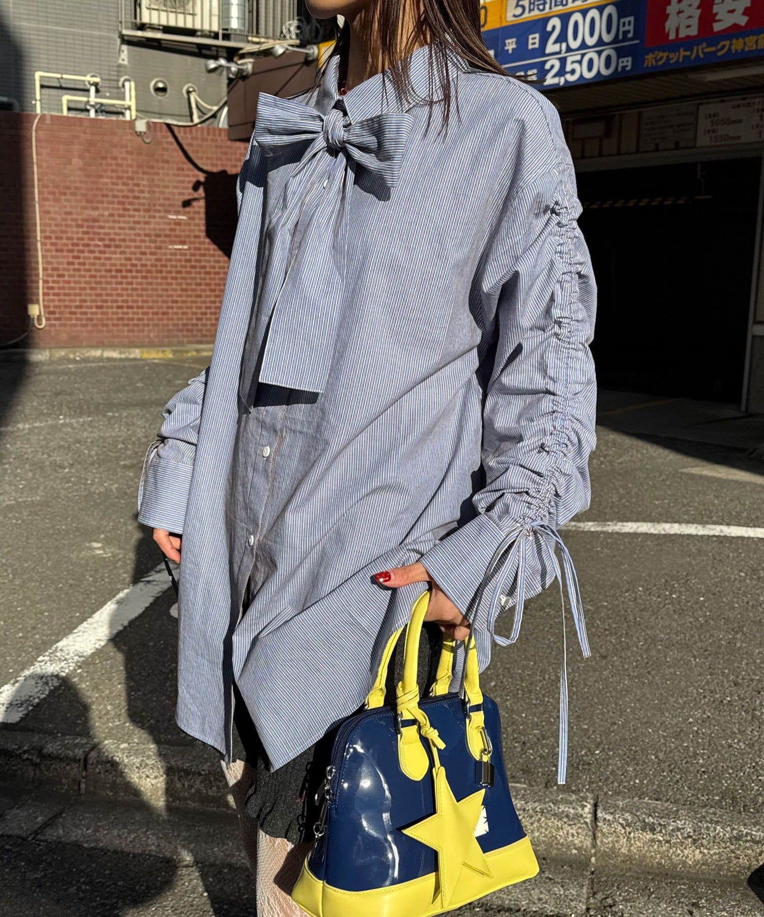 CIAOPANIC 褶皺袖條紋襯衫配TIE - Image 14