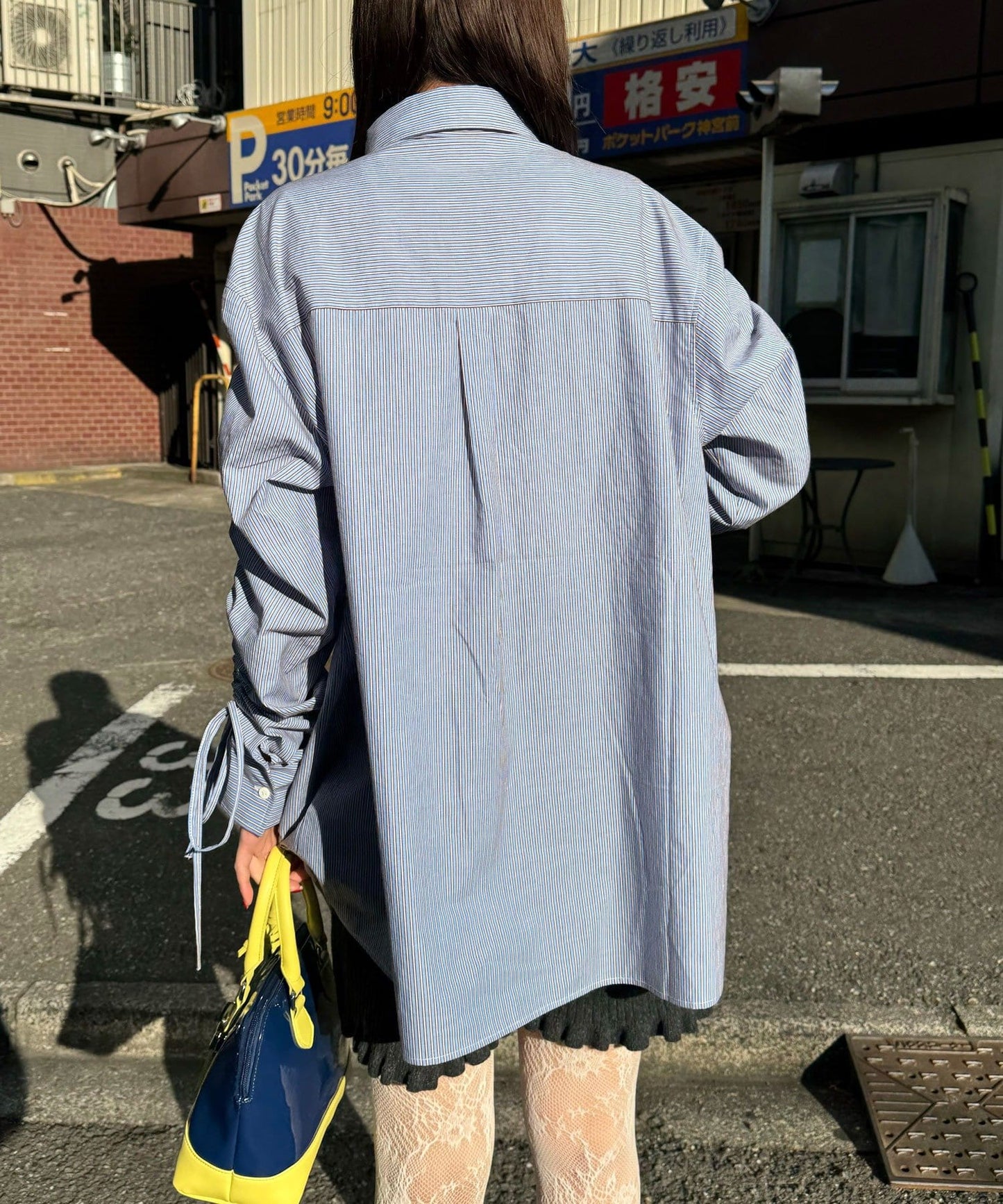 CIAOPANIC 褶皺袖條紋襯衫配TIE - Image 15