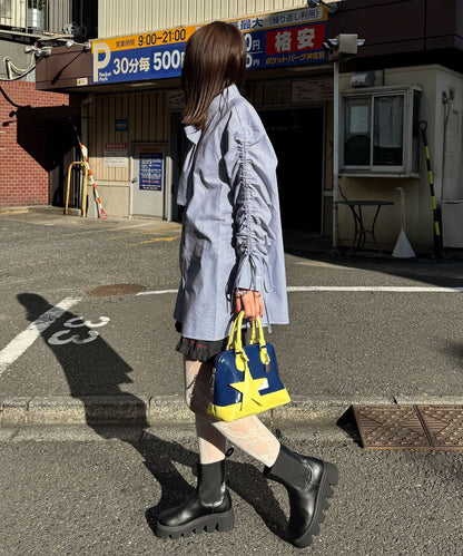 CIAOPANIC 褶皺袖條紋襯衫配TIE - Image 17