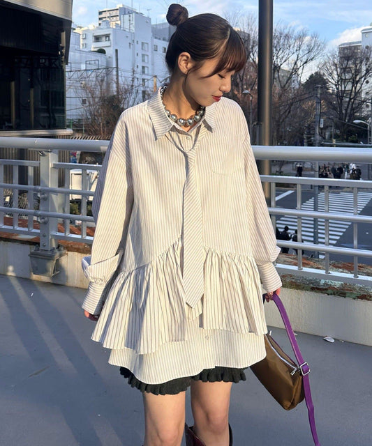 CIAOPANIC 多層束腰襯衫裙連TIE - Image 1