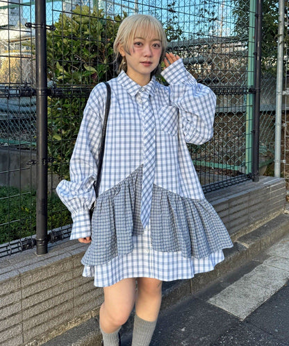 [短袖Ver] CIAOPANIC 多層束腰襯衫裙連TIE - Image 84