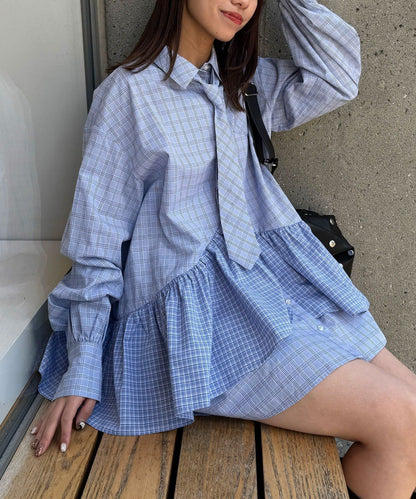 CIAOPANIC 多層束腰襯衫裙連TIE - Image 4