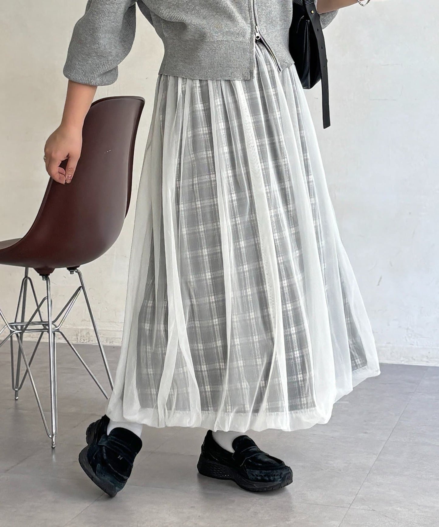 CPCM 薄紗格紋氣球裙 [可正反兩穿] - Image 2