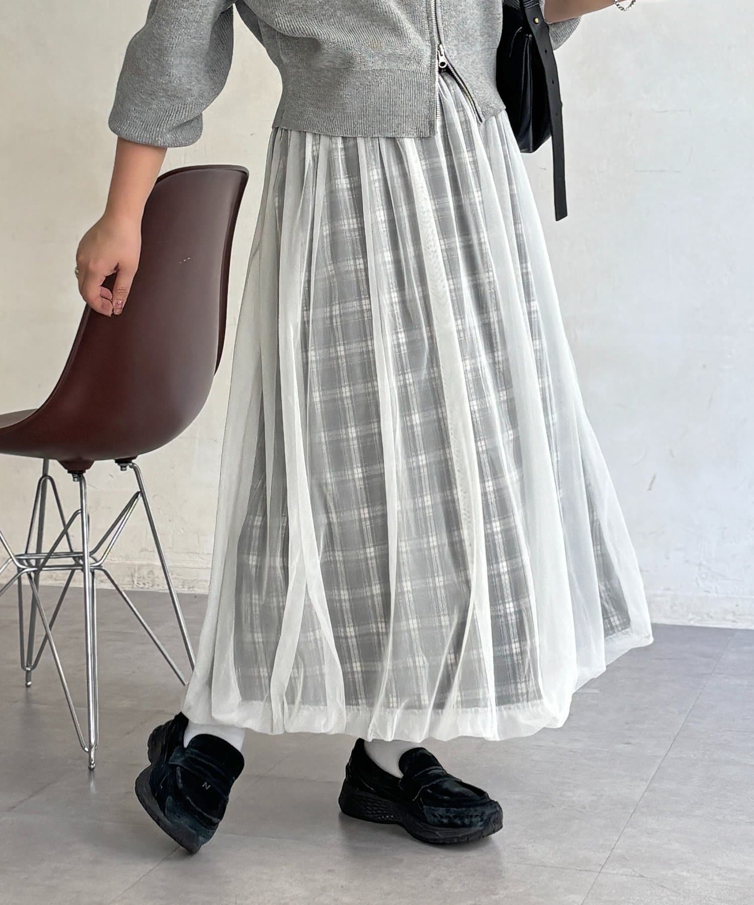 CPCM 薄紗格紋氣球裙 [可正反兩穿] - Image 2