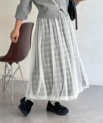 CPCM 薄紗格紋氣球裙 [可正反兩穿] - Image 2