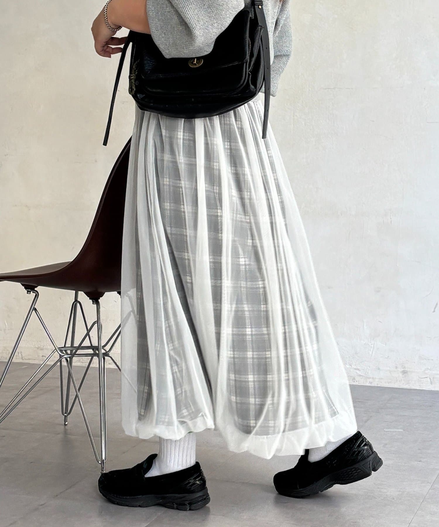 CPCM 薄紗格紋氣球裙 [可正反兩穿] - Image 5