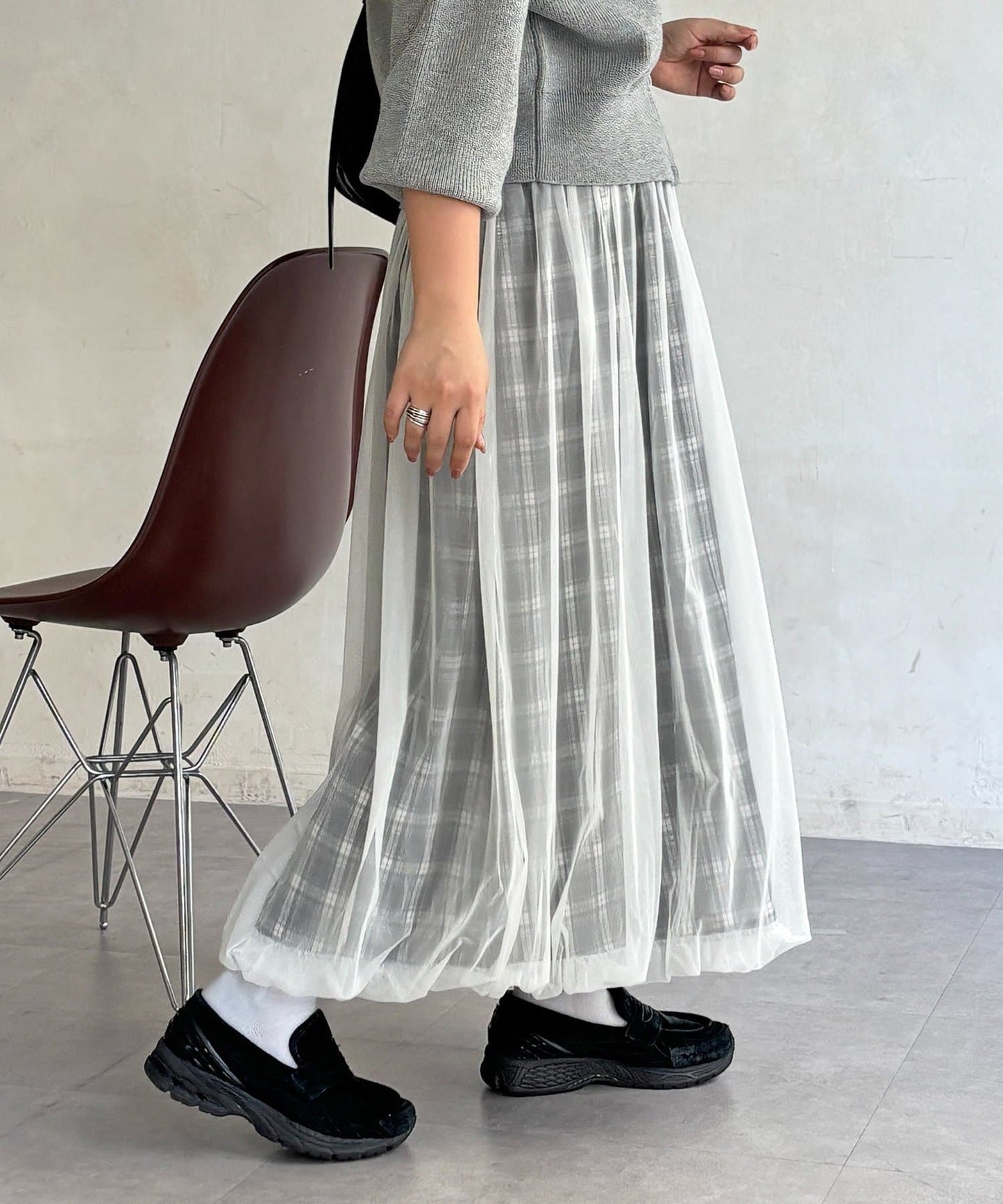 CPCM 薄紗格紋氣球裙 [可正反兩穿] - Image 7