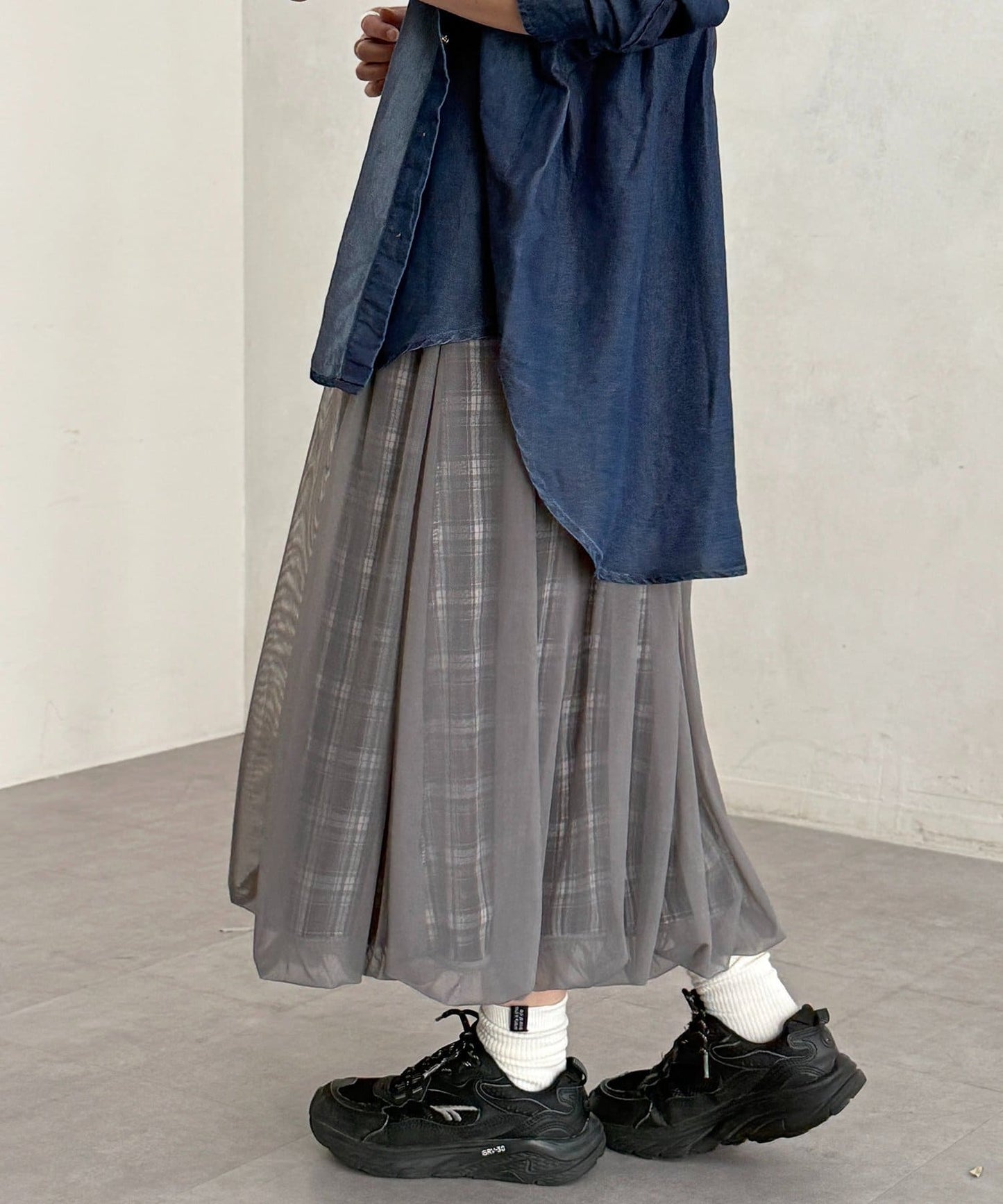 CPCM 薄紗格紋氣球裙 [可正反兩穿] - Image 13