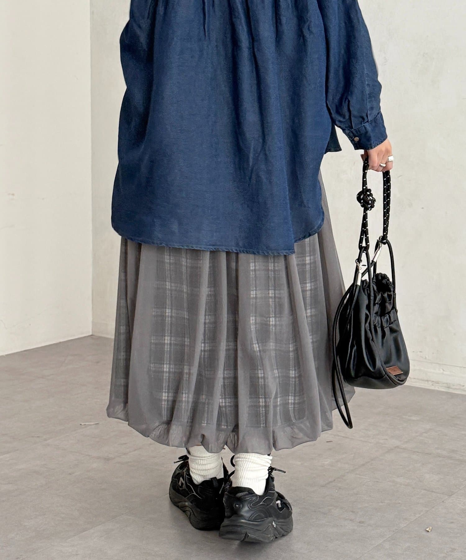 CPCM 薄紗格紋氣球裙 [可正反兩穿] - Image 14