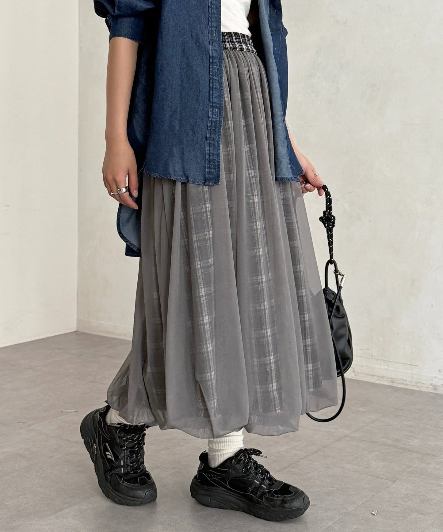 CPCM 薄紗格紋氣球裙 [可正反兩穿] - Image 15