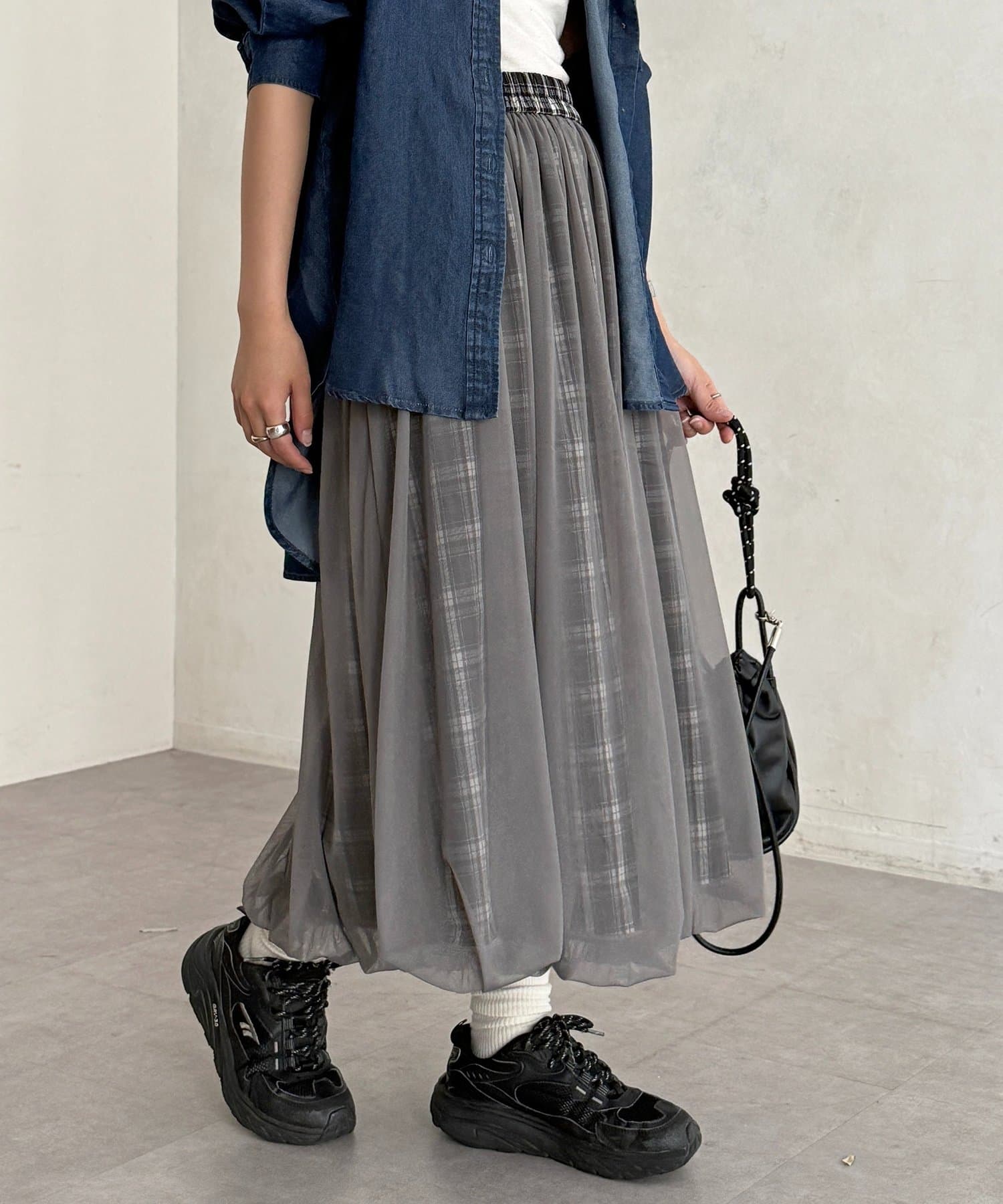 CPCM 薄紗格紋氣球裙 [可正反兩穿] - Image 15