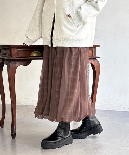 CPCM 薄紗格紋氣球裙 [可正反兩穿] - Image 4